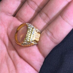 Moissonaite Elegant Gold and Silver Ring